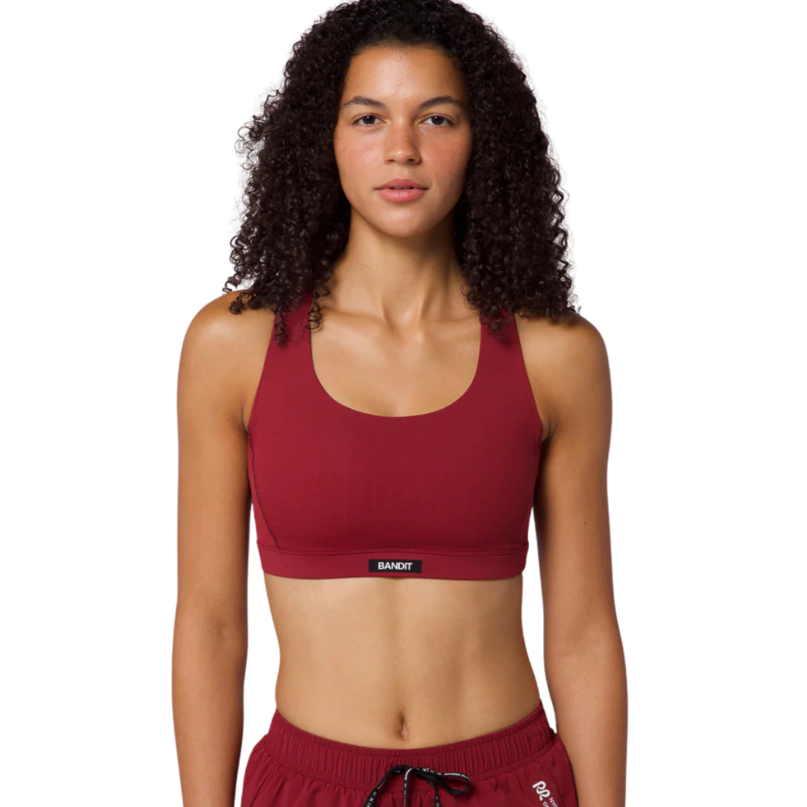 Bandit Running Gridlock Scoop Neck Run Bra - Currant