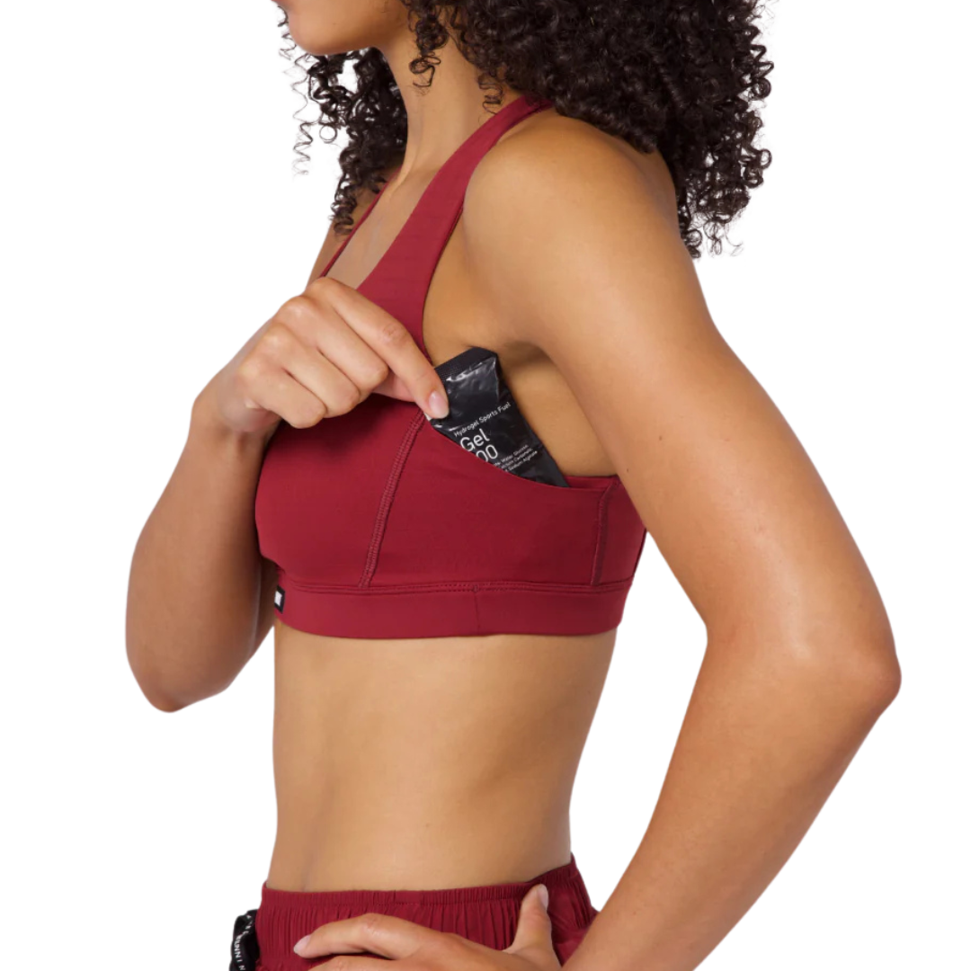 Bandit Running Gridlock Scoop Neck Run Bra - Currant