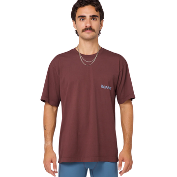 Bandit Running The Community Tee, Unisex - Chocolate with Smokey Blue