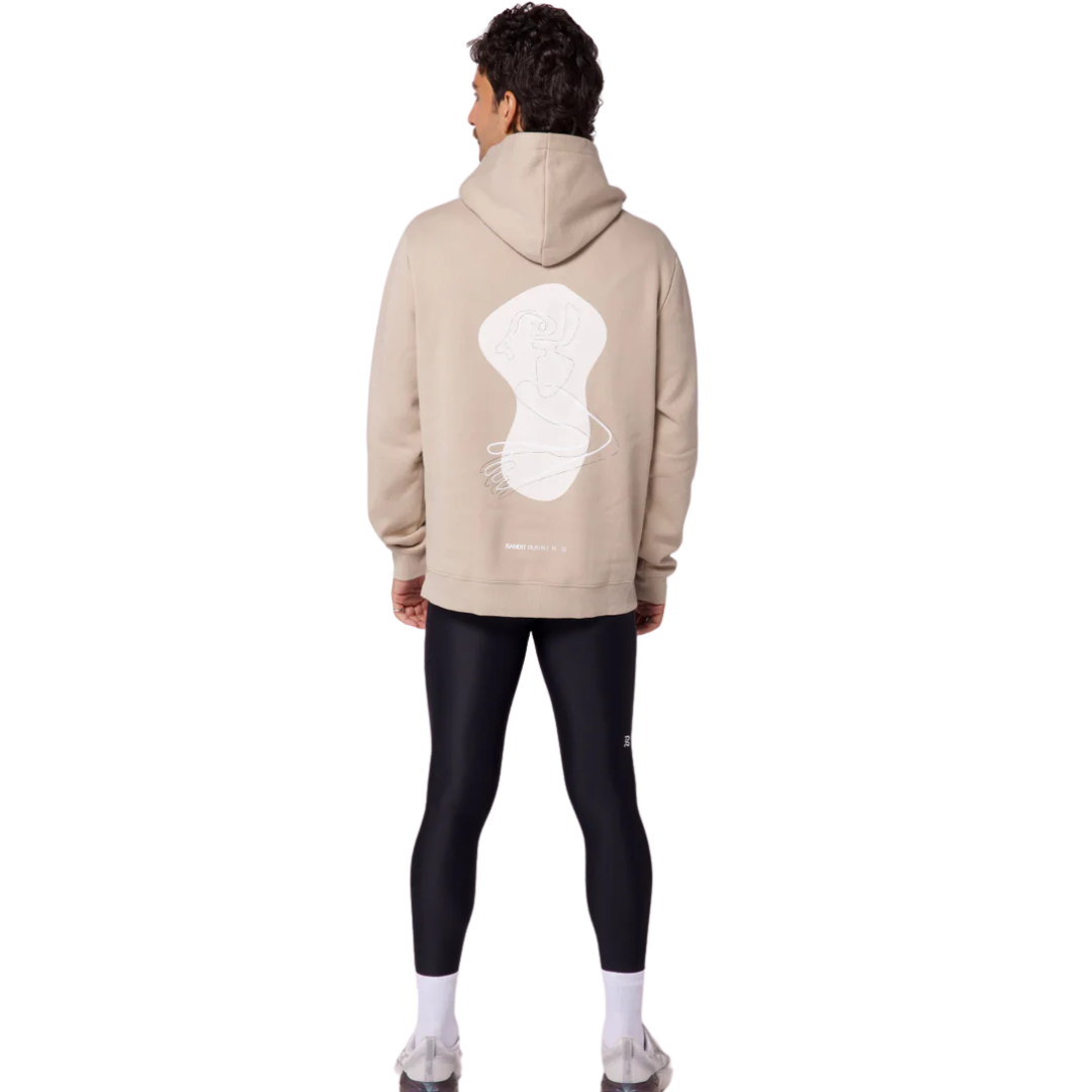 Bandit Running The Cotton Fleece Abstract Thinker Hoodie Unisex - Stone